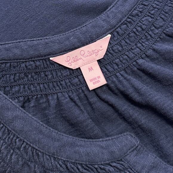 Lilly Pulitzer Navy Blue Essie Dress Sleeveless Stretch‎ Shift Women Size M - Picture 8 of 10